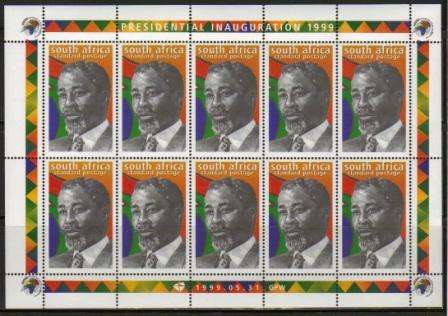 RSA 1999 PRESIDENT MBEKI MNH FULL SHEET OF 10