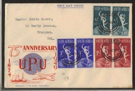 UNION 1949 UPU SET OF 3 PAIRS ON ILLUSTRATED COVER CXD TREKKER 1/10/49