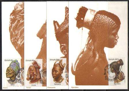 SWA 1982 Head-Dresses set of 4 hand cancelled limited edition private maxi cards number 13