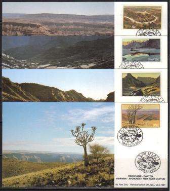 SWA 1981 Fish River Canyon set of 4 hand cancelled limited edition private maxi cards number 6