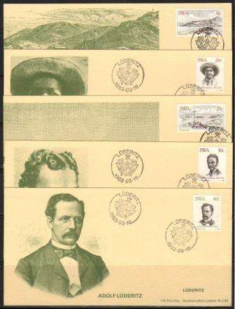SWA 1983 CENTENARY OF LUDERITZ SET OF 5 HAND CANCELLED LIMITED EDITION PRIVATE MAXI CARDS # 14