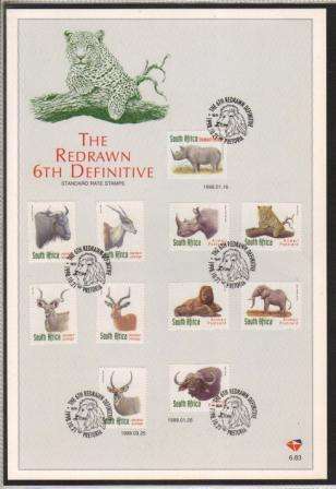 RSA 1998 REDRAWN 6TH DEFINITIVE BIG 5 & ANTELOPE FDC 6.83  - NOTE IMPERF AS BELOW