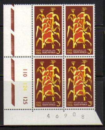 RSA 1966 5TH ANNIVERSARY RSA 3c MNH CONTROL BLOCK