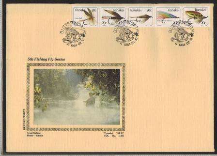 TRANSKEI SILK FDC # 1/84 5TH FISHING FLIES LIMITED EDITION OF 1600