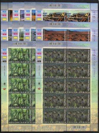 RSA 2001 NATURAL WONDERS SET OF 10 MNH FULL SHEETS OF 10