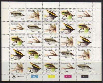 TRANSKEI 1981 FISHING FLIES MNH FULL SHEET