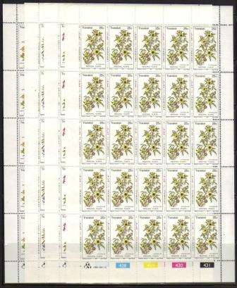 TRANSKEI 1981 MEDICINAL PLANTS SET OF 4 MNH FULL SHEETS OF 25