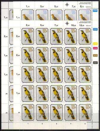 RSA 1990 SA BIRDS SET OF 4 MNH FULL SHEETS OF 25