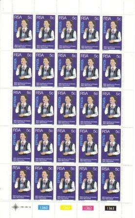 RSA 1981 DEAF AND BLIND 5c MNH FULL SHEET OF 25