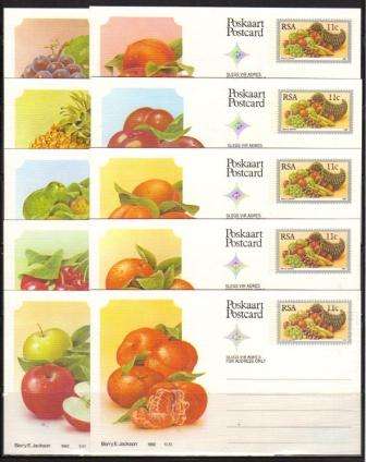 RSA 1984 SET OF 10 11c UNUSED FRUIT POSTCARDS