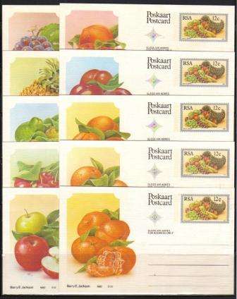 RSA 1985 SET OF 10 12c FRUIT UNUSED POSTCARDS