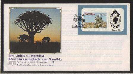 NAMIBIA 1990 PHILATELIC EXHIBITION STAMPS 150 FOUNDATION M/S OFFICIAL FDC N5