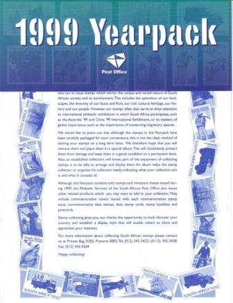 RSA 1999 MNH YEAR PACK INCLUDING ORDER ST JOHN M/S DEPICTING MANDELA AS PER SCANS