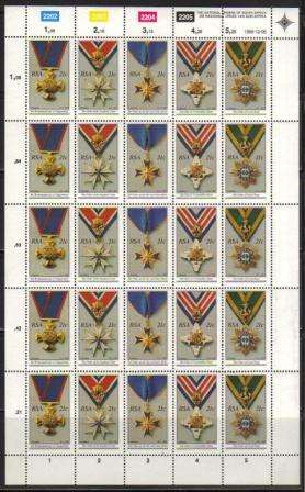 RSA 1990 NATIONAL ORDERS MNH FULL SHEET OF 25