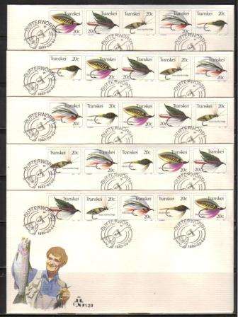 TRANSKEI 1983 4TH SERIES FISHING FLIES SET OF 5 FDC 1.29