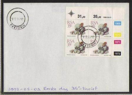 RSA 1992 1ST DAY OF 35c RATE COM COVER WITH CONTROL BLOCK