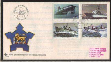 RSA 1982 SIMONSTOWN NAVAL BASE FDC 3.36 WITH "FLEET MAIL OFFICE" CACHET