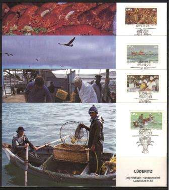 SWA 1983 Luderitz Lobster Industry set of 4 hand cancelled limited edition private maxi cards no. 17