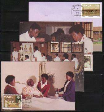 VENDA 1988 NURSES TRAINING COLLEGE SET OF 4 MAXIMUM CARDS