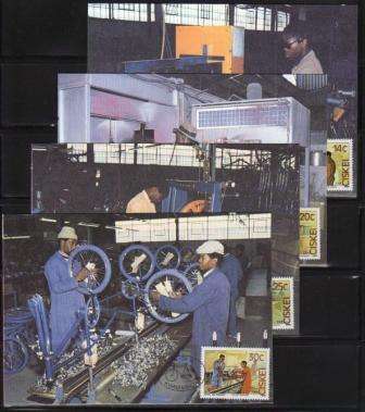 CISKEI 1986 BICYCLE FACTORY SET OF 4 MAXI CARDS