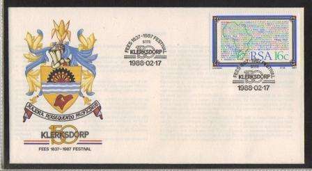 RSA 1988 COM COVER 150 YEARS KLERSDORP