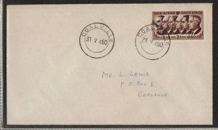 UNION 1960 PRIME MINISTERS COVER CXD COALVILLE 31/5/60