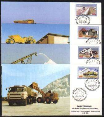 SWA 1981 SALT WORKS SWAKOPMUND SET OF 4 HAND CANCELLED LIMITED EDITION PRIVATE MAXI CARDS # 9