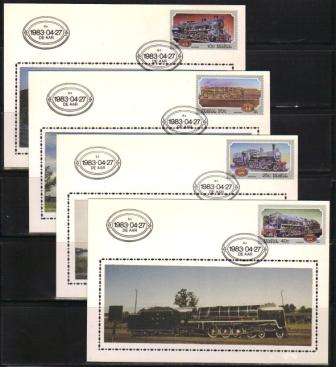 RSA 1983 STEAM LOCOMOTIVES SET OF 4 LIMITED EDITION MAXISILK CARDS # 1