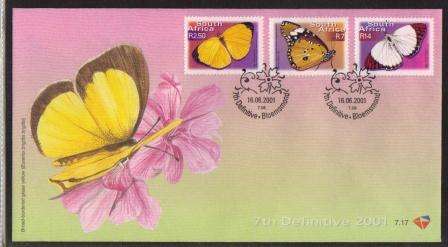 RSA 2001 7TH DEFINITIVE BUTTERFLIES FDC 7.17
