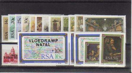 RSA 1987 COMMEMORATIVE SINGLES COMPLETE (15 MNH SINGLES AND 2 MNH PAIRS)