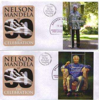 RSA 2008 SET OF MANDELA 90TH BIRTHDAY COM COVERS CXD ON HIS BIRTHDAY 18/7/2008