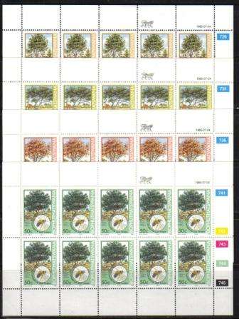 BOP 1985 TREE CONSERVATION SET OF 4 MNH FULL SHEETS OF 10