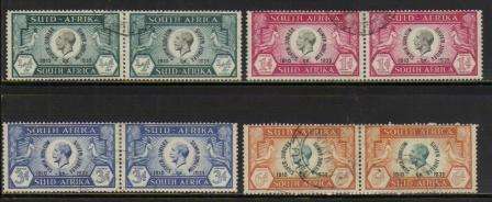 UNION SA 1935 SILVER JUBILEE KING GEORGE V SET OF 4 USED PAIRS