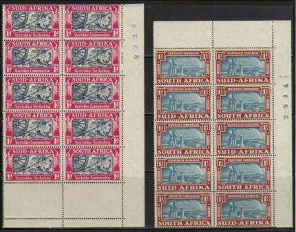 UNION 1938 COMMEMORATION OF VOORTREKKERS SACC 79/80 SET OF 2 MNH CORNER SHEET # BLOCKS OF 10