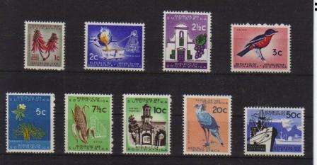 RSA 1ST DEFINITIVES 9 MNH SINGLES 1961-1963 NO WATERMARK