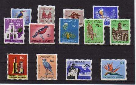 RSA 1ST DEFINITIVES 13 MNH SINGLES 1967-1971 RSA TETE BECHE WATERMARK