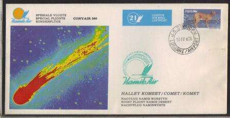 AVIATION 1986 NAMIB AIR FLIGHT COVER #21 - HALLEYS COMET NIGHT FLIGHT