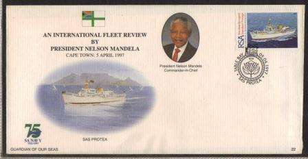 SA NAVY COM COVER #22 - INTERNATIONAL FLEET REVIEW BY PRESIDENT NELSON MANDELA 1997