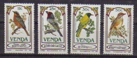 THEMATIC - BIRDS - 1985 MNH SET OF 4 VENDA SONGBIRDS