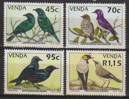 THEMATIC - BIRDS - 1994 MNH SET OF 4 VENDA STARLINGS