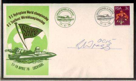 RSA 1976 OC HYDROPLANE WORLD CHAMPIONSHIP COM COVER SIGNED PILOT OC15