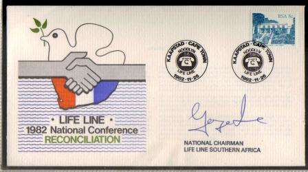 RSA 1982 LIFE LINE COM COVER SIGNED NATIONAL CHAIRMAN