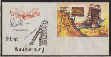 RSA 1987 GOLD REEF CITY 1ST ANNIV COM COVER SIGNED MANAGING DIRECTOR