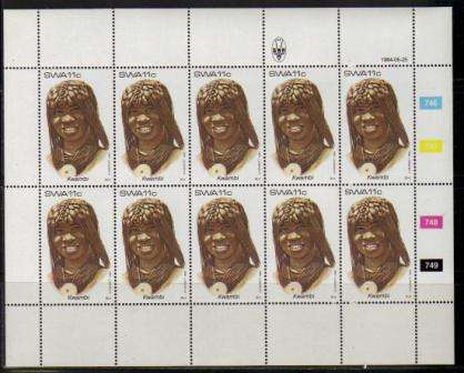 SWA 1984 TRADITIONAL HEADDRESSES SET OF 4 MNH FULL SHEETS OF 10