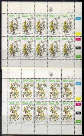 SWA 1984 SPRING ACACIAS SET OF 4 MNH FULL SHEETS OF 10