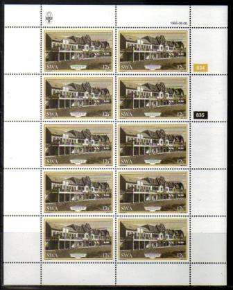 SWA 1985 BUILDINGS OF WINDHOEK SET OF 4 MNH FULL SHEETS OF 10