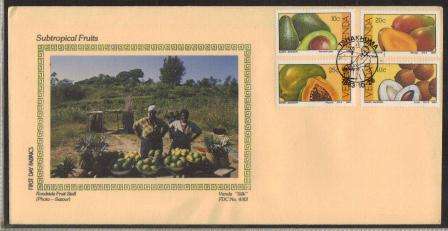 VENDA 1983 SUBTROPICAL FRUITS LIMITED EDITION SILK FDC # 4/83