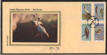 VENDA 1984 MIGRATORY BIRDS LIMITED EDITION SILK FDC # 2/84