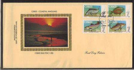 CISKEI 1985 COASTAL ANGLING LIMITED EDITION SILK FDC 1/85
