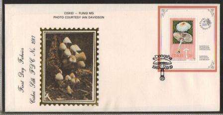 CISKEI 1987 FUNGI M/S LIMITED EDITION SILK FDC # 2/87